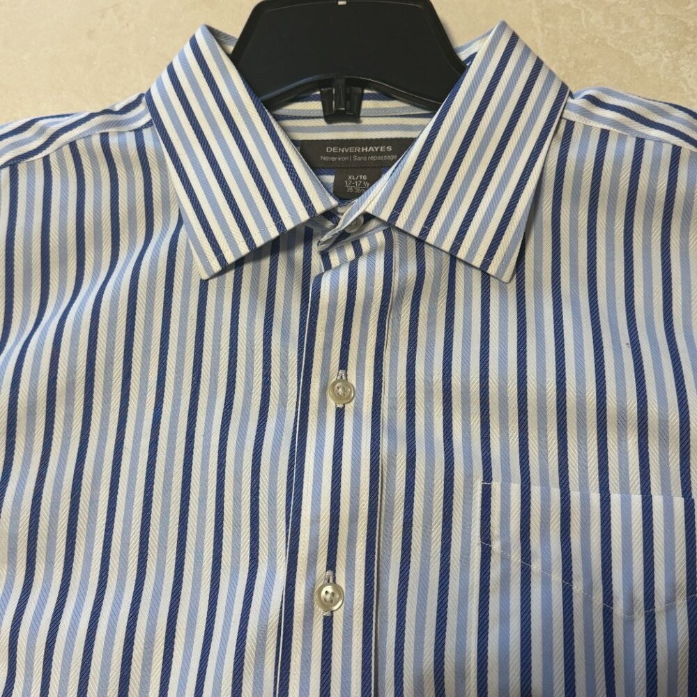 3/$20, Denver Hayes Men's Long Sleeve Button-up Striped Shirt, 100% Cotton XL - Picture 9 of 13
